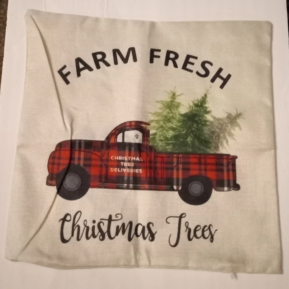 Holiday Pillow Covers 18x18 inch, printed front solid cream back. NWOT